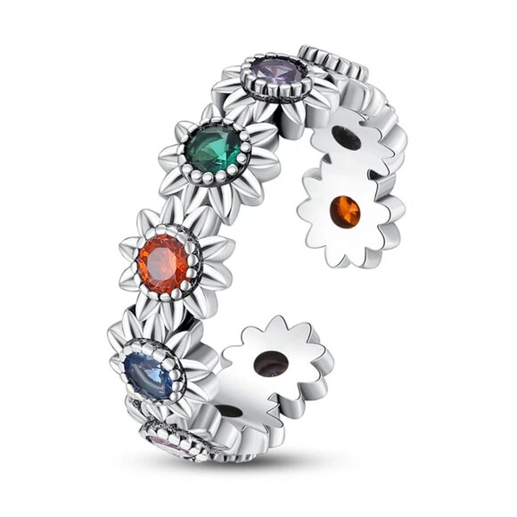 Floral Adjustable Colorful Ring - Picture 5 of 5